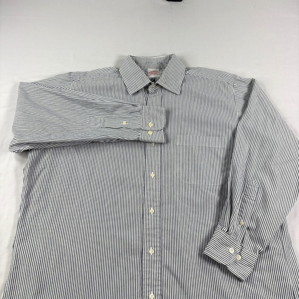 Vintage Brooks Brothers Shirt Mens 15.5 Blue Striped Button Up Long Sleeve‎ 90s